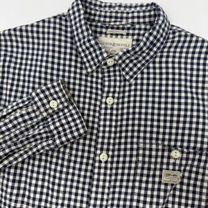 Denim & Supply Ralph Lauren Mens Large Gingham Check Button Down Shirt Navy Blue
